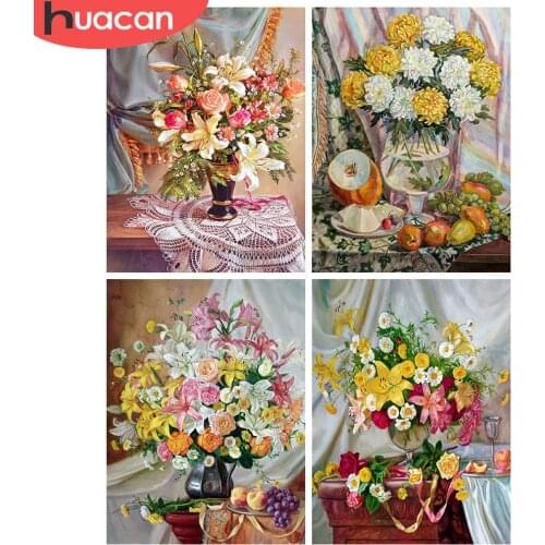 HUACAN Full Square/Round 5d Diamond Painting Flower Mosaic Picture DIY Diamond Embroidery Rose Home Decor Craft Kit