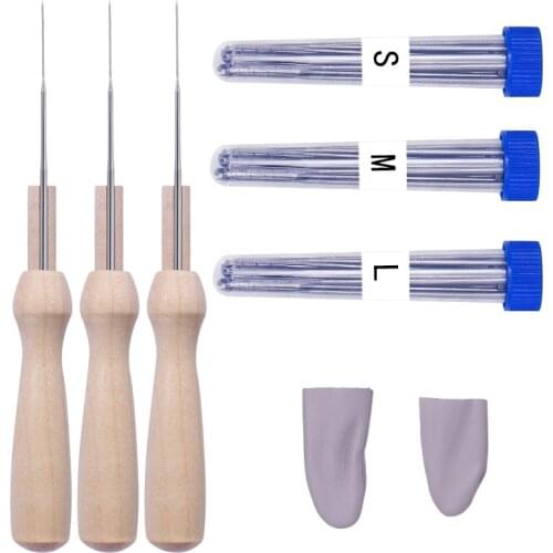 Nonvor 60PCS Felting Needles Kits Wool Felting DIY Supplies with Bottles and Wooden Finger Protector Tools Handmade Craft Doll