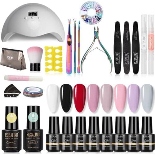 ROSALIND Nail Gel Polish Set Lamp Gel Polish Set For Manicure Nail Art Semi Permanent Gel Varnishes Tool Professional Kit