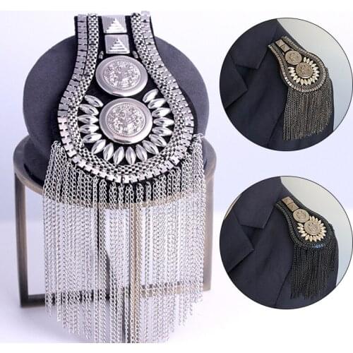 Shoulder Board Metal Tassel Fashion Chain Exquisite Jewelry Decoration Handmade Crafts Gifts Ornaments Brooch Suit Accessories
