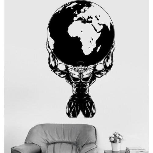 Muscle Fitness Gym Bodybuilder Wall Stickers Vinyl Interior Decoration Decals Personalized Size Wall Poster Mural Removable 4854