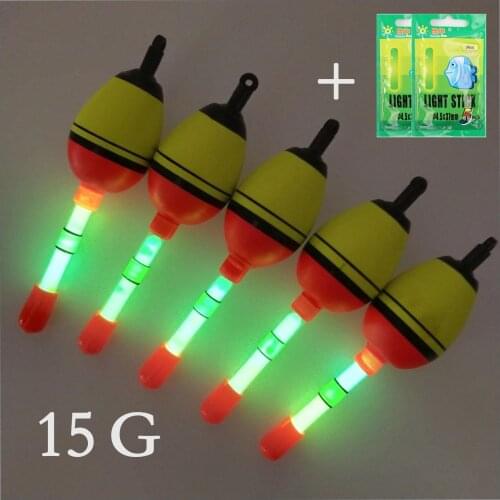 Hot Selling Night Glowing Fishing Floats 5pcs 5g 10g 15g EVA float With Light Sticks Fishing Floats Night Floats B462