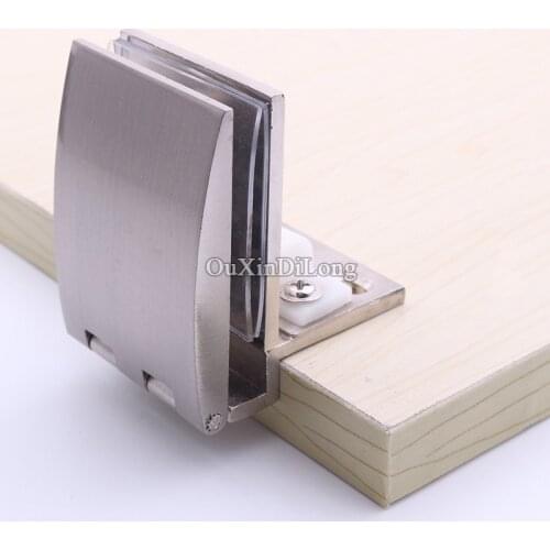 Brand New 100PCS Glass Cabinet Door Hinges Display Wine Cabinet Glass Clamps Clip Fixed Hinge Brushed Finished for 5~8mm Glass