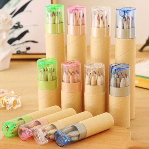 2021 New 6/12Pcs Kid Painting Supplies Colorful Drawing Writing Wooden School Student Artist Colored Pencils Box Drawing