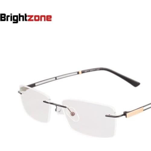 Brightzone Myopia Rimless Optics Brand Fashion Glasses Style Vintage Men Eyes Clear Frames Lens Eyewear Accessories Eyeglasses