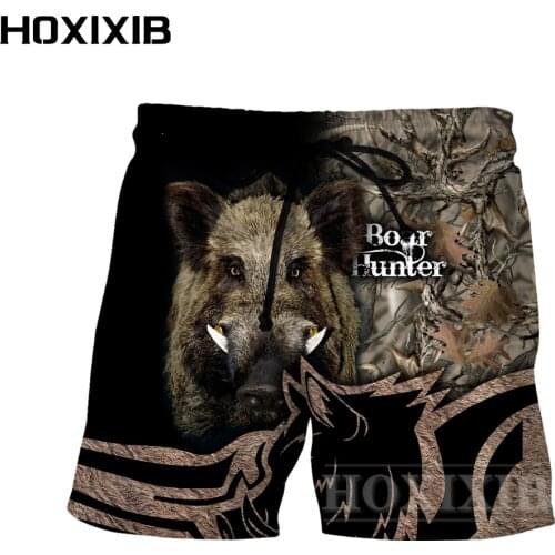HOXIXIB Hunter Hunting Shorts Men Breathable Harajuku 3D Print Jungle Camouflage Hide Cute Pet Hound Wild Duck Funny Women Pants