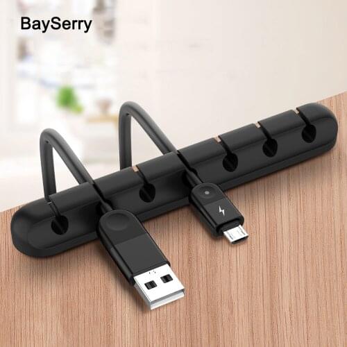 Cable Organizer Silicone USB Cable Winder Desktop Tidy Management Clips Cable Holder for Mouse Headphone Wire for Samsung