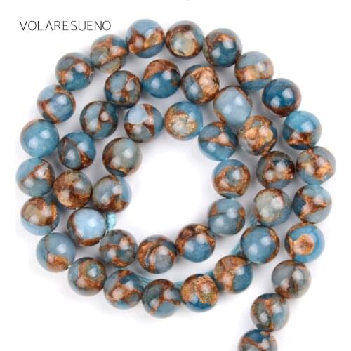 Lake Blue Cloisonne Stone Round Loose Beads 15” Pick 6-10mm Spacer Beads For Charm Necklace Bracelet Accessory Jewelry Making