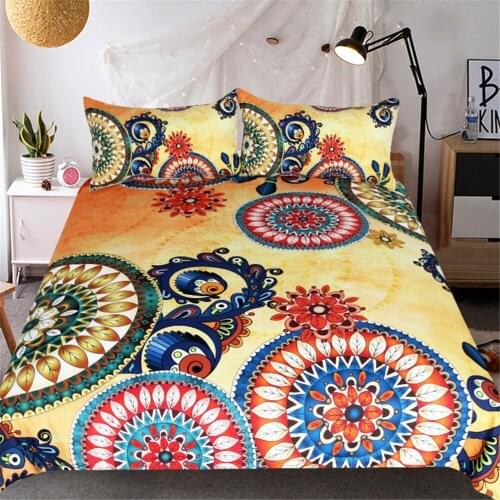 3D HD Digital Printing Custom Duvet Cover Comforter Quilt Blanket case Queen King Bedding Bedclothes Golden mandala