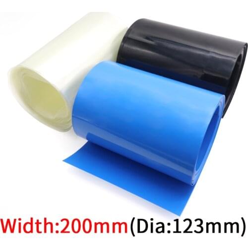 Width 200mm PVC Heat Shrink Tube Dia 127mm Lithium Battery Insulated Film Wrap Protection Case Pack Wire Cable Sleeve Colorful