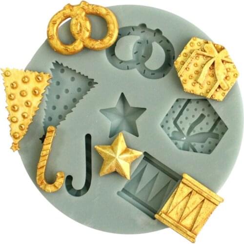 Christmas Candy Gift Shape Fondant Cake Mold Candy Chocolate Silicone Molds Biscuits Mould DIY Cake Decoration Baking Tools