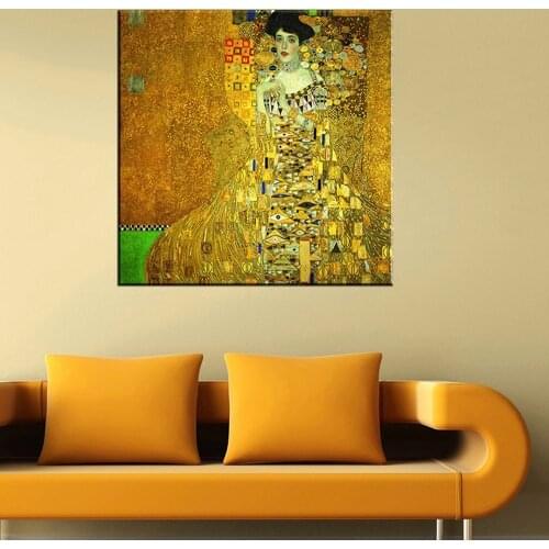 Hand Painted Portrait of Adele Bloch Bauer I by Gustav Klimt Oil Painting Art Painting on Canvas for Home Decor No Framed