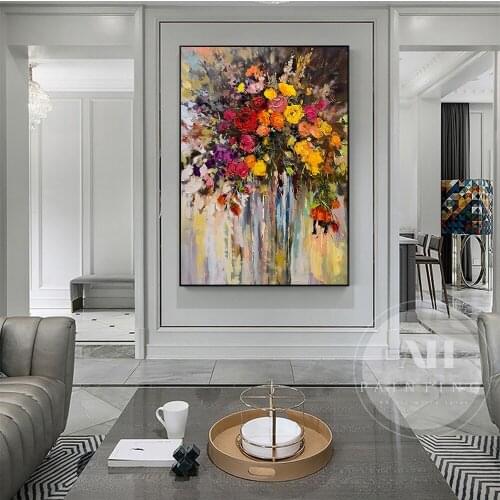 Modern Abstract Flowers Poster Rose Flower Oil Painting Canvas Painting For Living Room Corridor Decorative Pictures Home Decor