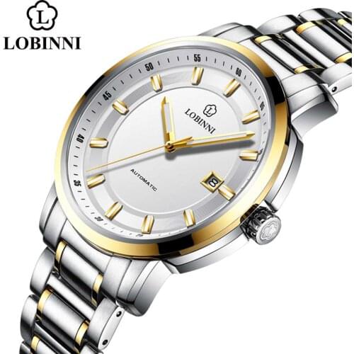 Switzerland Lobinni Luxury Brand Mens Mechanical Watch For MIYOTA Movement Waterproof Automatic Mens Watch Gold 2020 Fashion
