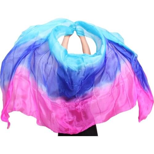 High quality cheap dance veils womens sexy 100% silk belly dance veil wholesale turquoise+blue+rose