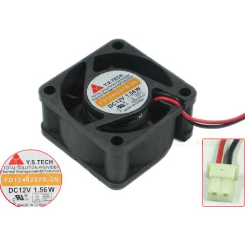 Y.S TECH FD1240207B-2N DC 12V 1.56W 40x40x20mm Server Cooling Fan