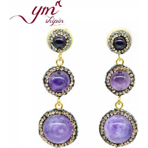 YM SHPIN Natural Stone Earrings Handmade Jewelry Round Beads Geometry Charms Long Earrings For Women 2019 Trendy Jewelry EH0111