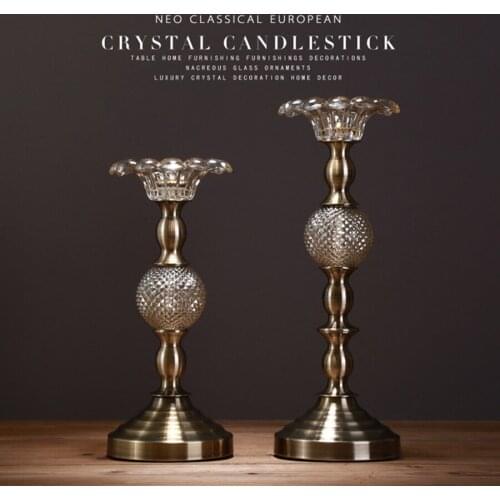 Iron Wedding Candle Holder Candlestick Glass Ball Candelabra Crystal Candle Lanterne Metal Tea Light Holder Regime Oil Lamp Baul