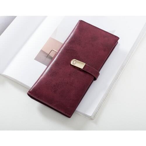 Ladies Slim Card Holder Purse Wallet Women Phone Bag Female Matte Leather Long Womens Wallets and Purses Magnet Hasp