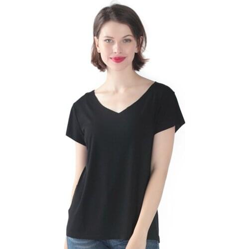 Summer Tshirt Women Cotton Casual Short Sleeves Top Solid Ladies Loose v-Neck Plus Size Xl-6xl Tshirt Elasticity Tops & Tees