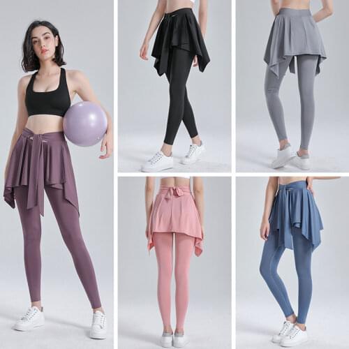 Hidden Pocket Fake Two High Waist Seamless Fitness Pants Plus Size Quick-Drying Breathable Yoga Wear Running Sports Pants Women