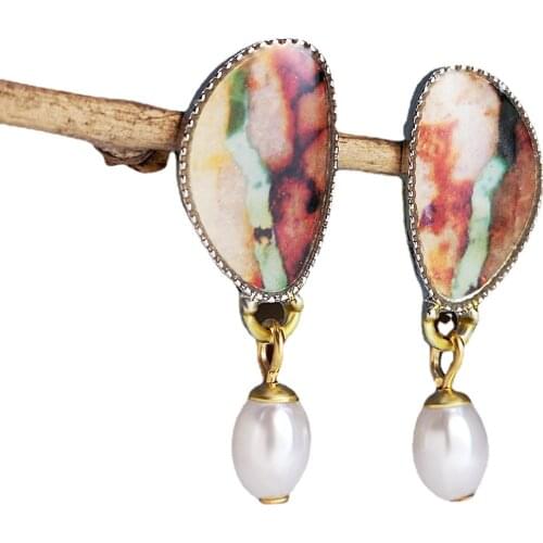 2021 New Silver Color Dangle Earrings For Women Vintage Fanshaped Drop Stud Woens Party Wedding Jewelry Accessories Sets