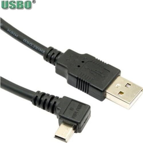 0.5m 1.5m Elbow 90degree Male USB2.0 to Mini USB 5P Extention Power cable Hard disk Mobile phone Charger Data Line