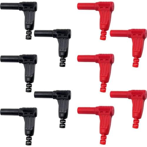 [10 Pack] 10 pcs colorful total Copper Right Angle/90 Degree Screw Type Banana Plug / Speaker Cable Connector [for 4mm Cable]