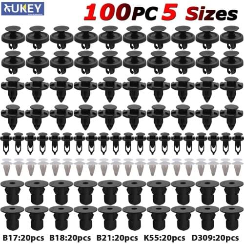 100X Car Trim Clips Push Pin Rivets 5 Sizes Bumper Hood Door Panel Fender Mud Flap Lining Fastener For Toyota Corolla RAV4 Camry