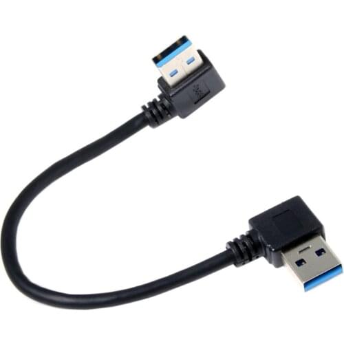 15cm USB 3.0 Type-A 90 Degree Right Angled to Right Angled Data Cable for Hard Disk Computer Black