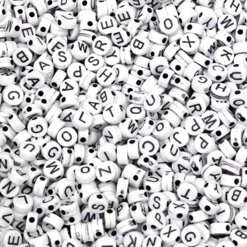 200Pcs Mixed Colorful Letter Acrylic Beads 7mm For Jewellery Marking Loose Spacer Beads Bracelet Necklace Charm Jewelry Finding