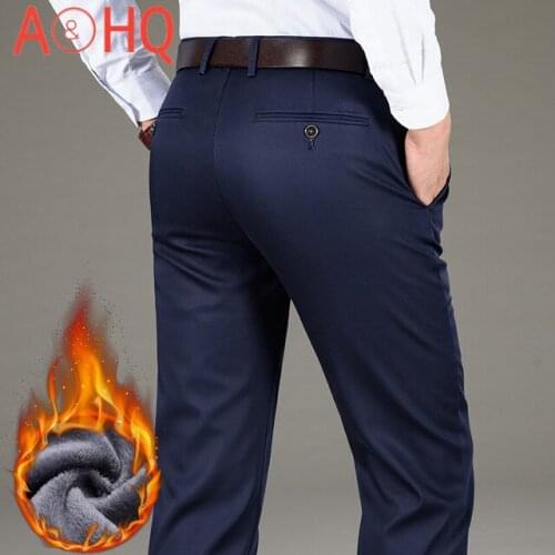 2021 Winter Pants Men Warm Fleece Velvet Flannel Casual Pant Thicken Straight Stretch Trousers Plus size 28-42