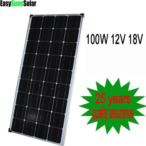 30MM Thickness Aluminum Frame Glass Solar Panels 100W 1165mm*550mm 36pcs Monocrystalline Cell 12V 18V Battery Charge