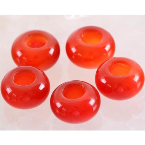 5Pcs Big Hole Beads Natural Stone 14mm Spacer Bead For Jewelry Making Earrings Women Men Ring Gem Red Carnelian Bead K1001