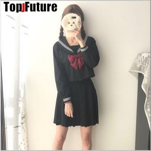 Black School Disabilities Studen Bad Girl Sailor suit Uniform Novelty Uniforms Stage Performance Student Suits Pleated Skirt set