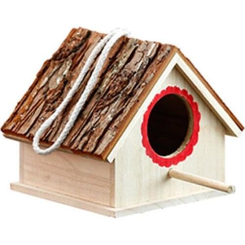 Handmade Wooden Bird House Hanging/Nest/Feeding Box For Home Yard Garden Decor Hanging Wooden Birdhouse Nest