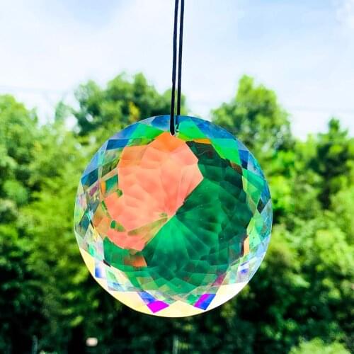 75mm AB Color Aurora Chandelier Parts Suncatcher Crystal Prisms Faceted Lucky Rainbow Crystal Hanging Pendant Home Window Decor
