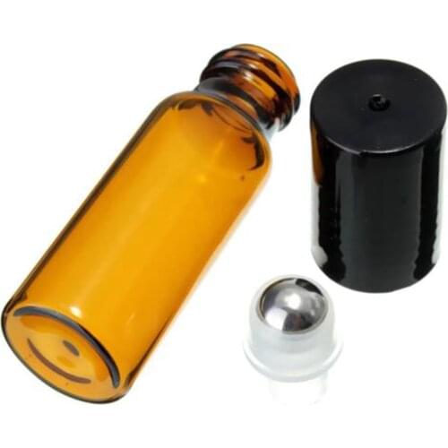 Fashion 10Pcs 5ml/10ml Amber Roll On Glass Bottles Roller Ball for Perfume Essential Oil Refillable Bottle Dispenser Bottle