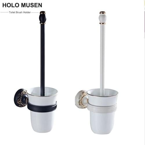 Vintage Style Ceramic Bathroom Toilet Brush Holder Black White Colors Wall Mounted Bathroom Accessories Toilet Brush with Holder