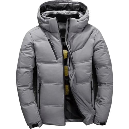 Duck down jacket men short Warm Thick Quality Zipper Hooded Down Coats Male Overcoat Jackets Winter Men Down Jacket