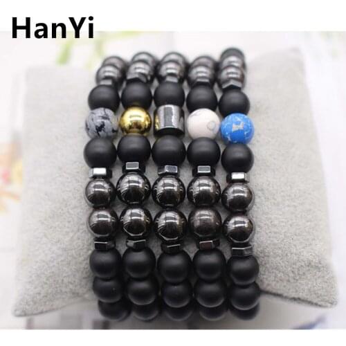 HanYi 8mm Hot-Selling Matte Black Agates Bead Bracelet, Simple Wild HandMade Hematite Style Selection,Healing
