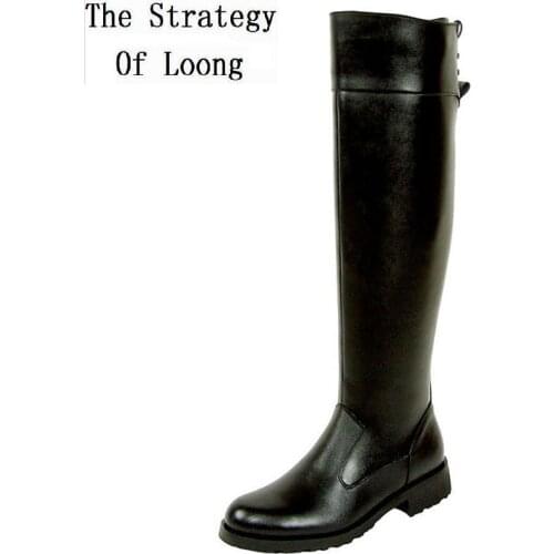 Spring Autumn Men Genuine Leather Mesh Inside High Equestrian Boots Winter Male Plush Long Military Botas Knight Boots 191125