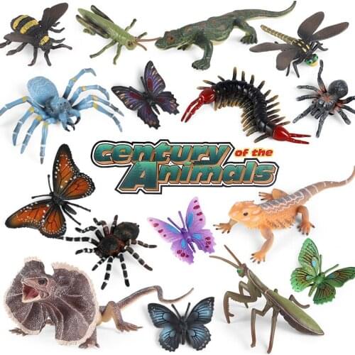 Insect Animals Set Simulation Butterfly Lizard Spider Mantis Centiped Model Action Figures Education School Project Kid Toy Gift