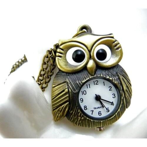 New Style Different Owl Pendant Fashion Necklace Watch Vintage Bronze Chain Jewelcy Pocket Watch for girl women 12pcs/lot