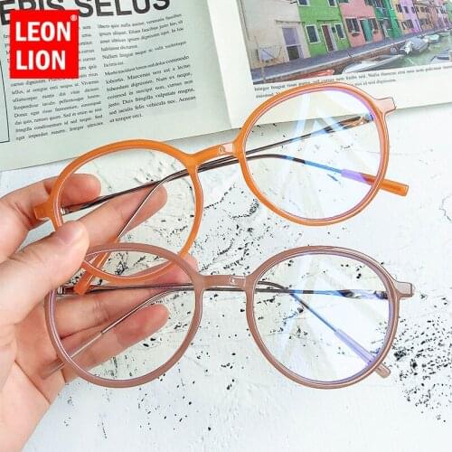 LEONLION Jelly Retro Alloy Round Glasses Frame Womens Eyeglasses Brand Designer Anti-blue Light Flat Mirror Oculus Feminino