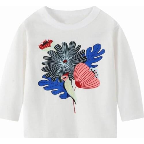 2-7 Years Children Kids Tops New Spring Baby Boy Girls Long Sleeve Flowers T Shirt Cotton Children Shirts Clothes