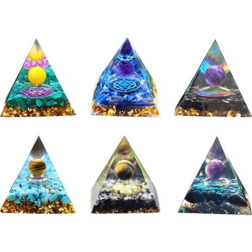 Pyramid of Ogan Crystal Energy Tower Natural Healing Reiki Chakra Remove Negative Energy Home Office Decoration Ornaments