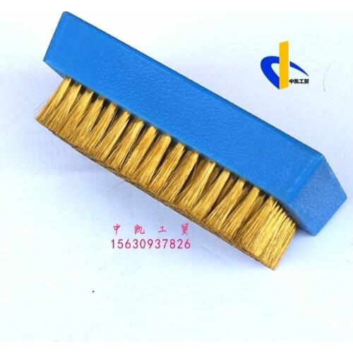 Industrial Plastic Handle Copper Wire Brush 0.076 Wire Diameter Wallpaper Printing Anilox Roller Cleaning Derusting