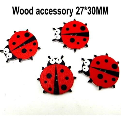 50pcs Beetle Buttons Garment Patterns Cartoons Wood Sewing Love Button Cup Decoration Scrapbook Charms WCF-489