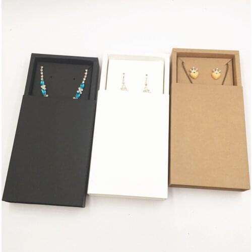 Blank Vintage Kraft Paper Jewelry Packaging gift Box drawer Style Necklace Pendant Storage Box caja de dulces